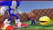 Giant Sonic and Mario vs Metal Pacman