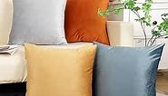 MEKAJUS Throw Pillow Covers 18x18 Set of 4 Decorative Pillow Covers Soft Velvet Pillow Covers Couch Pillows for Living Room Sofa Car Home Decor (Orange/Blue)