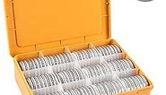FULLCASE Coin Collection Supplies Holders for Collectors, 84 Pieces 46mm Coins Capsules with Foam Gasket and Plastic Storage Organizer Box, 6 Sizes (20/25/27/30/38/46mm) Collecting Case, Box only