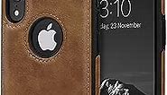 DOGODON Design Compatible with iPhone XR Case Luxury Leather Business Vintage Slim Non-Slip Soft Grip Shockproof Protective Cover (2018) 6.1 Inch (Brown)