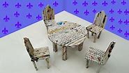 Newspaper craft:How to make chair and table with newspaper | newspaper craft idea