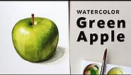 How to paint a green apple in watercolor -Beginner's Tutorial