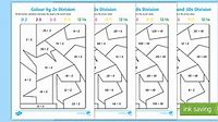 Colour by 2s 5s and 10s Division Worksheet
