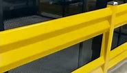 Heavy duty warehouse guardrail to protect a VRC freight lift