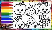 Drawing And Coloring Cute Fruits 🍎🍌🍊🍐🍇🍉🌈 Drawings For Kids