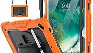 HXCASEAC for iPad Pro 9.7 inch Case/Air 2 Case/iPad 9.7 Case 2018/2017/2016/2014 with Screen Protector/Pencil Holder/Hand Strap, Protective [Drop Proof] iPad 6th/5th Generation Case - Orange