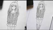 How To Draw Anime Girl Full Body Easy | Drawing Anime School Girl