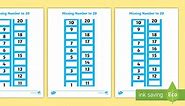 Count Backwards from 20 Missing Number Activity
