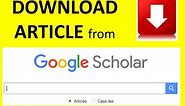 How to Download an Article from Google Scholar