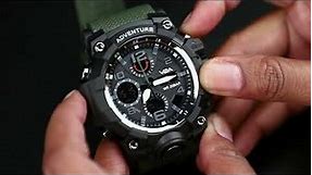 V2A Tutorial Time Setting Video for Model No 1518 Analogue and Digital Sports Watch for Men