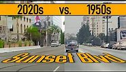 Sunset Blvd 1950s vs 2020s_Hollywood, Wonderful California 'Historic' drive Nostalgic_Vintage_Retro