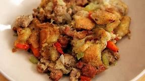 Homemade Sausage Stuffing Recipe - Laura Vitale - Laura in the Kitchen Episode 235