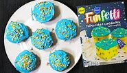 How to Make Space Galaxy Cupcakes With Frosting - Pillsbury Confetti Cupcake mix