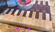 Beautiful custom end grain cutting board. #maple #purpleheartwood #SolidHardwood | RnR Woodworking and Custom Engraving