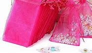 100PCS 4x6 Inches Organza Gift Drawstring Bags Pouch for Jewelry Party Wedding Favor Party Festival Bags (Hot Pink)