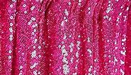 ShinyBeauty Sequin Backdrop Curtain 8FTx8FT Hot Pink Glitter Background Sequin Curtains Wedding Photo Backdrop Fuchsia Sequin Fabric Backdrops for Photography