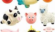 9 Pcs Squeak Latex Dog Toys Soft Rubber Dog Chew Toy Grunting Pig Dog Toy Squeaker Dog Puppy Chew Toy Fetch Play Animal Ball Toy Cute Funny Latex Dog Balls for Small Puppy and Medium Pets Dogs