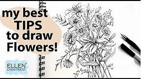 My Best Tips to draw Flowers/ Vintage botanicals/ Step by step