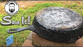🔵 THRIFT STORE SCORE! How to restore a Cast Iron Skillet - Teach a Man to Fish