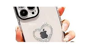 Hearts iPhone 13 Pro Max Case Cute,Clear Hard Case with Bling Rhinestones Protective Women Girly Case Cover Design for iPhone 13 Pro Max - 6.7 inch (Black)