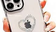 FVIEGRE Hearts iPhone 13 Pro Max Case Cute,Clear Hard Case with Bling Rhinestones Protective Women Girly Case Cover Design for iPhone 13 Pro Max - 6.7 inch (Black)