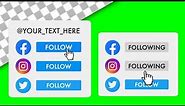 Instagram, Facebook, Twitter Green screen, transparent | Animation Follow Button free download