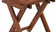 URFORESTIC Shower Bench-Bamboo Folding Shower Stool Seat Chair Fully Assembled-Hold Up to 500 LBS