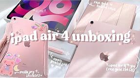  unboxing ipad air 4 (rose gold), apple pencil 2 + accessories + decorate with me! 📦✨