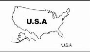 How to draw U.S.A map || Outline map of United States of America