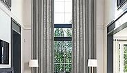 Fcosie Extra Long Curtains - Room Darkening Custom Made Drapes 9 to 24 feet Length Thick Linen Textured Material Grommet Window Panels Draperies in Rock Grey, 100" Wide by 180" Long, 1 Panel