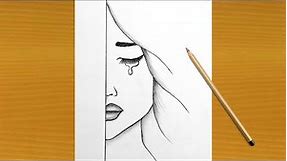 How To Draw A Sad Girl Easy Step By Step Girl Drawing Tutorial For Beginners with pencil