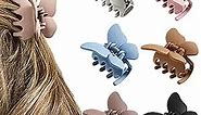6PCS Butterfly Hair Claw Clip - 2 Inch Butterfly Claw Hair Clips for Women Girls Small Nonslip Butterfly Jaw Clips for Thick Hair and Strong Hold Hair (Solid color(blue+black+white+brown+fan+coffee)