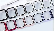 [12 Pack] Case Compatible with Apple Watch Series 9 8 7 45mm with Tempered Glass Screen Protector, HASDON Full Coverage Bumper Hard PC Protective Cover for iWatch Series 9 8 7 45mm Accessories