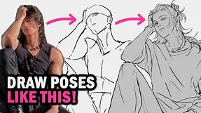 How to: Sketching Dynamic Poses✒️My Full Drawing Process with References [Clip Studio Paint]