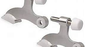 2 Pack Hinge Pin Door Stopper Brushed Satin Nickel - Adjustable Heavy Duty Hinge Pin Door Stop with White Rubber Bumper Tips
