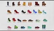 Types of Shoes | List of Shoes | Learn Shoe Names in English