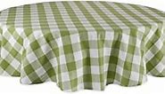 DII Buffalo Check Collection, Classic Farmhouse Tablecloth, Tablecloth, 70" Round, Antique Green