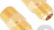 SUNGATOR Tube Fitting 3/8 inch Flare x 3/8 inch Male NPT, Brass Half-Union Gas Adapter, 3/8'' Male Flare to 3/8'' NPT Propane Fittings, Brass Flare Tube Fitting for Propane (2-Pack)