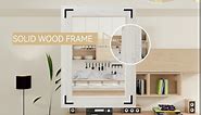 YOSHOOT Rustic Wooden Framed Wall Mirror, Natural Wood Bathroom Vanity Mirror for Farmhouse Decor, Vertical or Horizontal Hanging, 32" x 24",White Grey