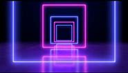 Square neon pink and bluel light tunnel Cute moving squares nice video background - Lum Effect