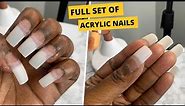 Full Set of Long Square Acrylic Nails| Watch Me Work| Beginner Nail Tech Tutorial| Natural Nail Tips