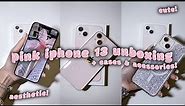 pink iphone 13 unboxing with cute & asesthetic accessories!