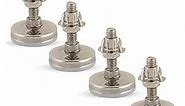 Stainless Steel Outdoor Leveler Kit- (4) 3/8-16 Leg Levelers for Cabinets, Patio Furniture, and Table Legs - Adjustable Height Leveling Feet with Jam Nuts to Stabilize Feet (Kit with 4 Prong T-Nuts)