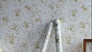 Ismoon White and Gold Wallpaper, Floral Peel and Stick Wallpaper Lily Floral Contact Paper White Modern Stick on Wallpaper Removable Self Adhesive Wallpaper Vinyl Wallpaper Bedroom 17.3x78.7in