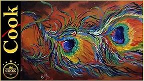 Rainbow Peacock Feathers in a Figurative Abstract Acrylic Painting Tutorial