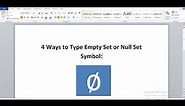 How to type empty set or null set symbol in word - Shortcuts and Alt codes for empty set symbol
