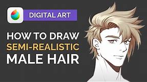 How to Paint Semi-Realistic ANIME HAIR on GUYS - Digital Art Tutorial (MEDIBANG)