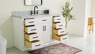 ARIEL Hepburn 54 in. W x 21.5 in. D x 34.5 in. H Bath Vanity Cabinet without Top in White T054S-BC-WHT