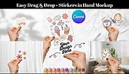 Drag and Drop Hand Holding Stickers Mockup Demo / Tutorial • Editable Canva Template
