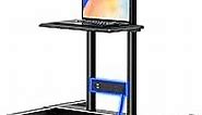 Greenstell TV Stand with Power Outlet, Mobile TV Cart on Wheels for 32-85 inch LED LCD Flat Curved Panel Screen TVs, up to 132lbs, Height Adjustable Rolling TV Stand with AV Shelf, Max VESA 600x400mm